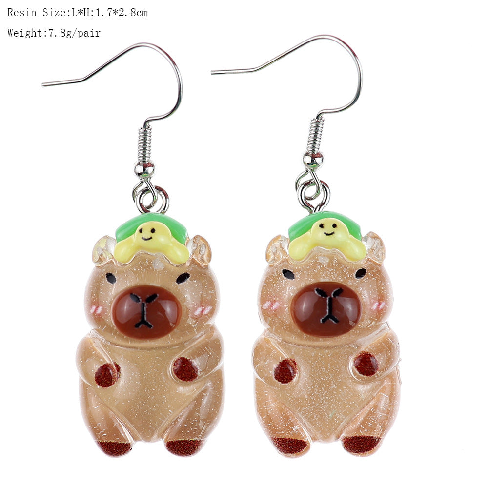 Cartoon Luminous Khaki Barra Capybara Creative Childlike Heart Rings
