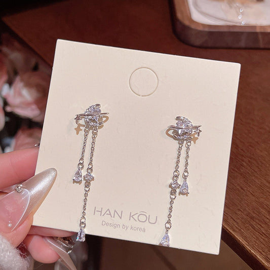 Women's Flash Star Moon Ear Fashionable Temperament Long Earrings