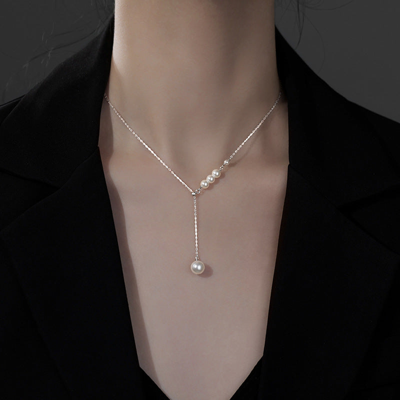 Women's Sterling Sier Pearl Clavicle Chain Light Luxury Necklace