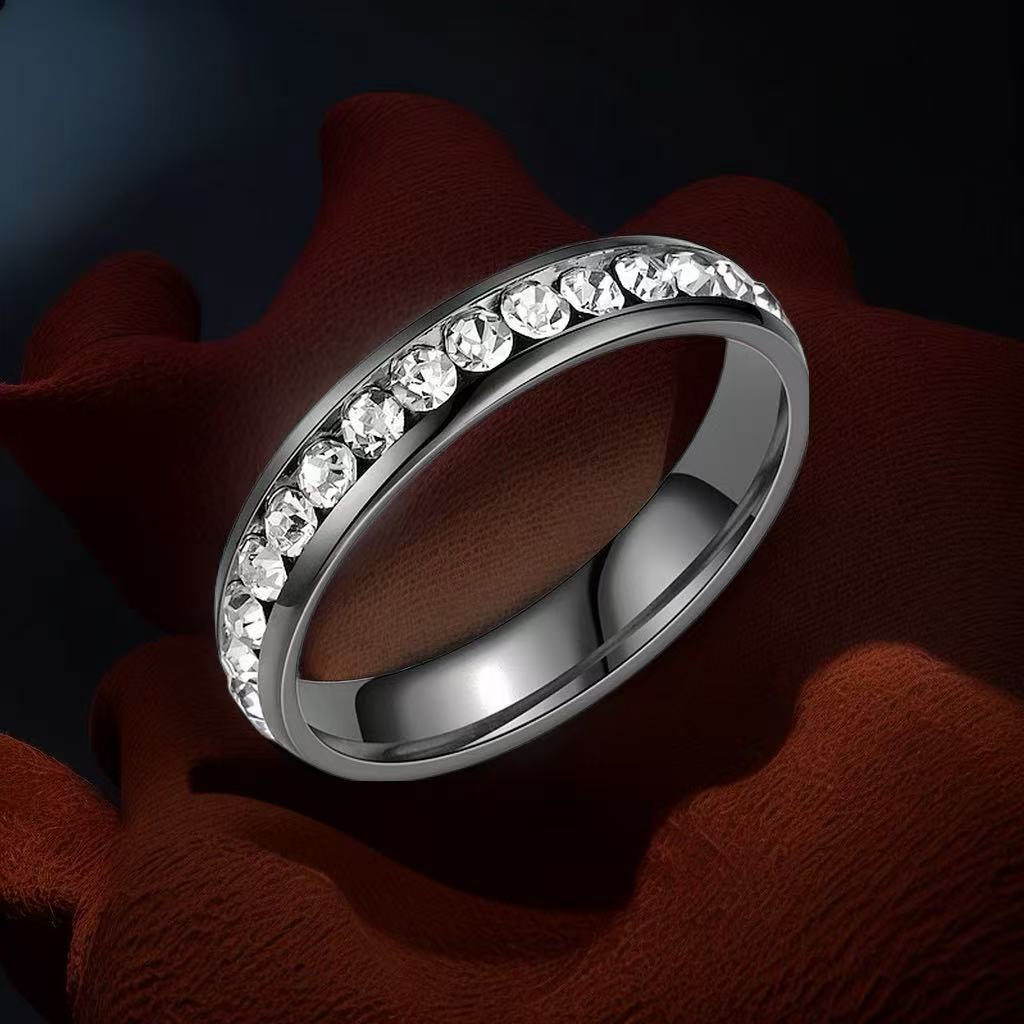 Stainless Steel Titanium Female French Style Starry Square Ring