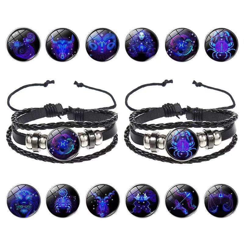 Source Hot Leather Twee Constellation Anime Peripheral Luminous Bracelet
