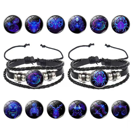 Source Hot Leather Twee Constellation Anime Peripheral Luminous Bracelet