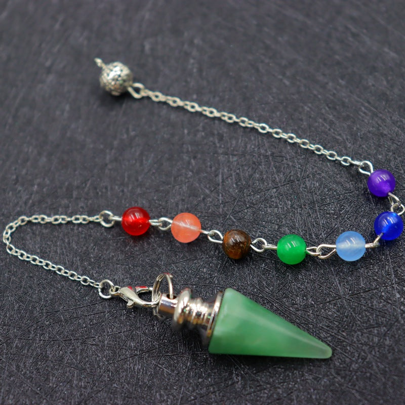 Column Pendulum Chain Natural Crystal Hexagonal Cone Pendants