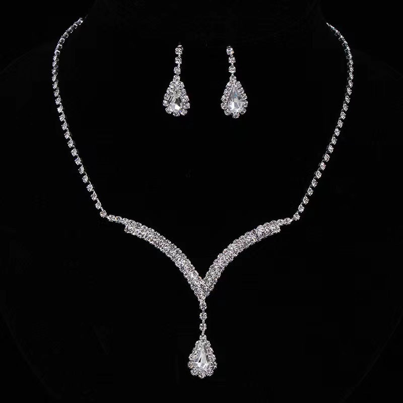 Claw Chain Rhinestone Bridal Eardrop Banquet Necklaces