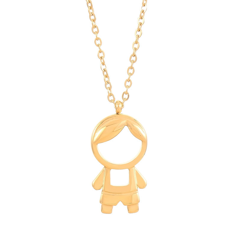 Cartoon Diamond Boys Heart Clavicle Chain Necklaces