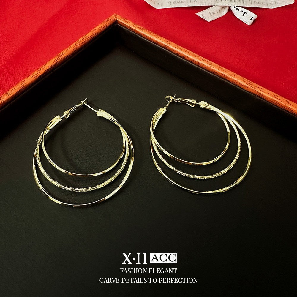 Fashionable Metal Texture Light Luxury Simple Earrings