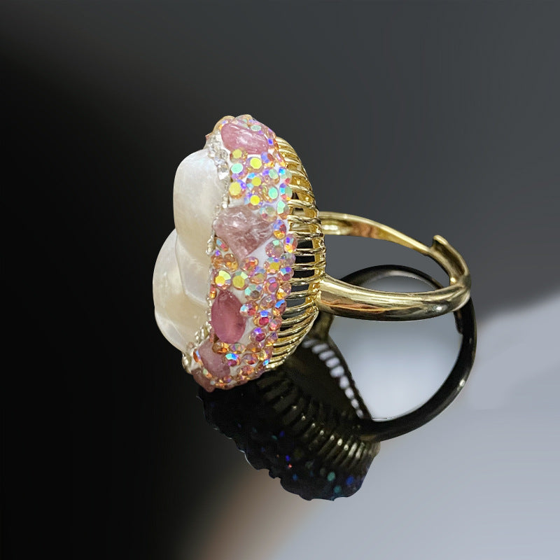Open-end Holder Hand Inlaid Czech Brick Ring
