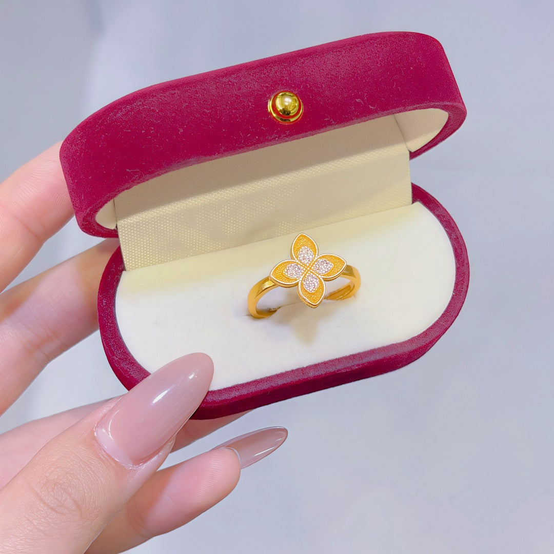 Women's Alluvial Gold Retro Affordable Luxury Design Brass Plated Fashion Ring