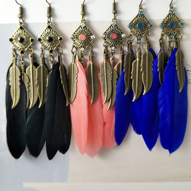 Women's Feather Leaf Creative Vintage Eardrops Earrings