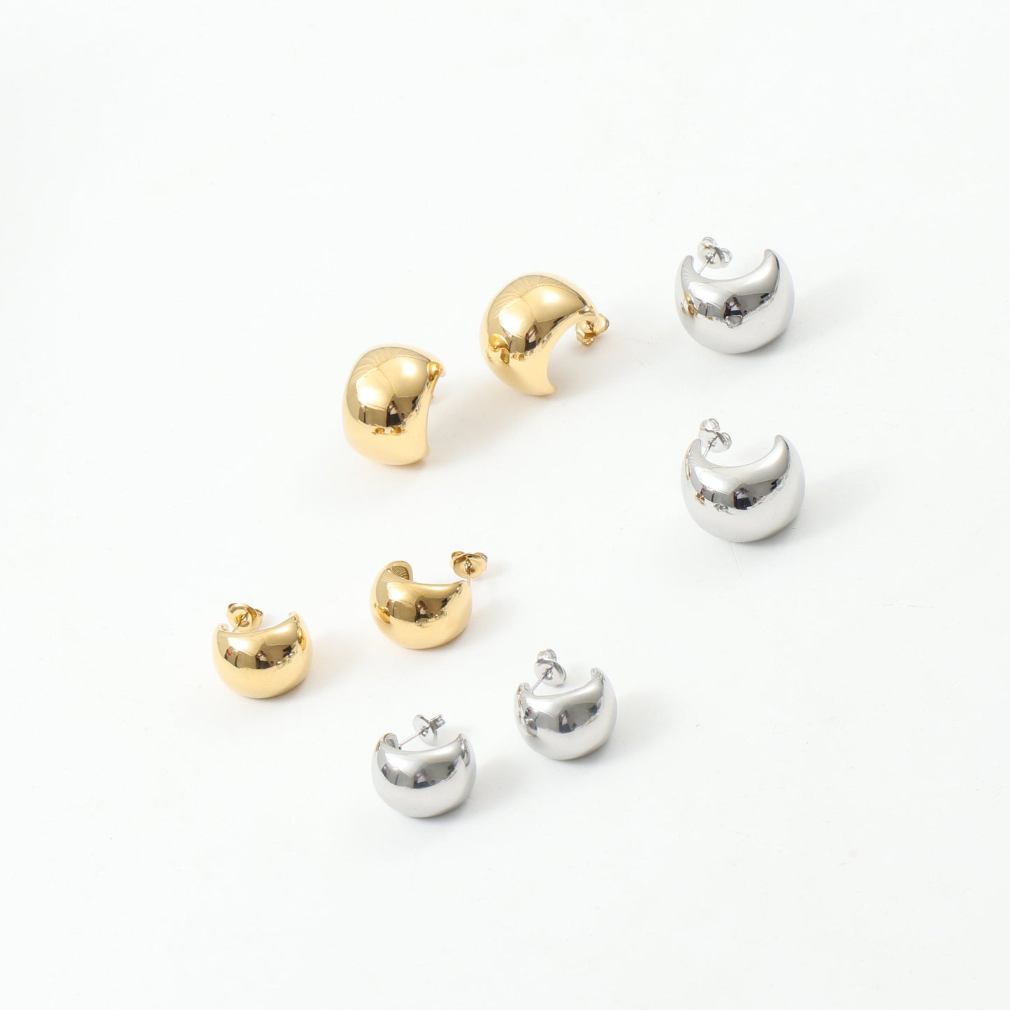 Large Curved Ball Surface Titanium Steel Earrings