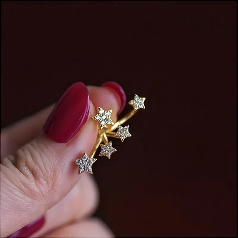 Shining Diamond Ear Clip Female Special Interest Light Luxury High Stud Earrings