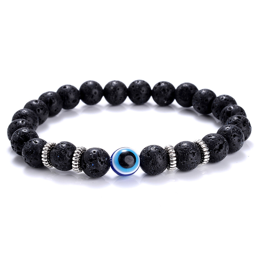 Blue Volcanic Rock Bead Devil Eye Fatima Bracelets