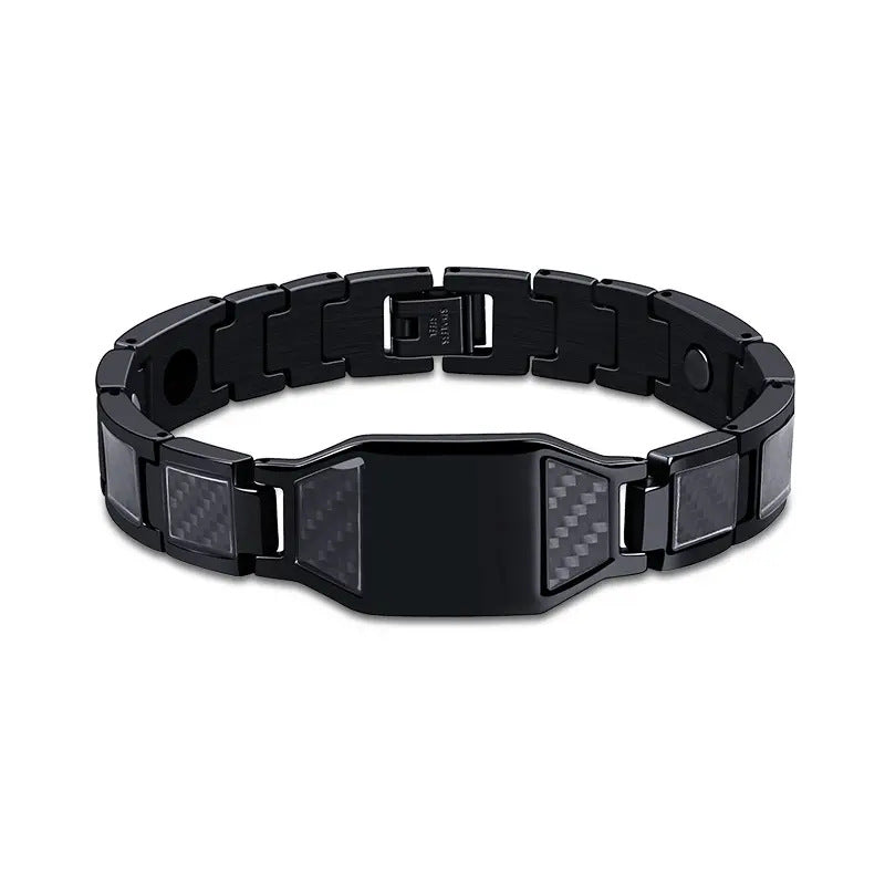 Men's Titanium Steel Gold-plated Carbon Fiber Magnet Bracelets