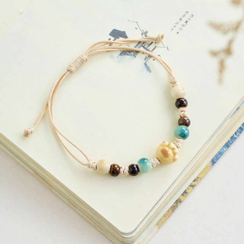 Chinese Natural Stone Porcelain Minimalist Female Bracelets