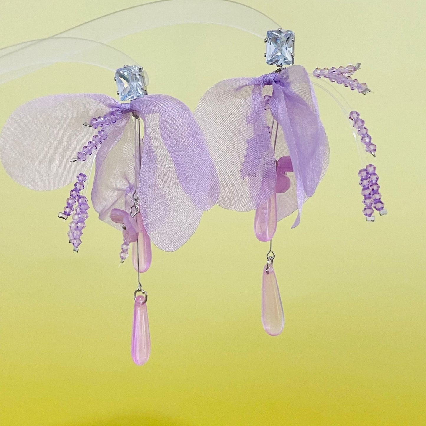 Zircon Crystal Flowers Summer Seaside Vacation Style Super Fairy Beautiful Earrings
