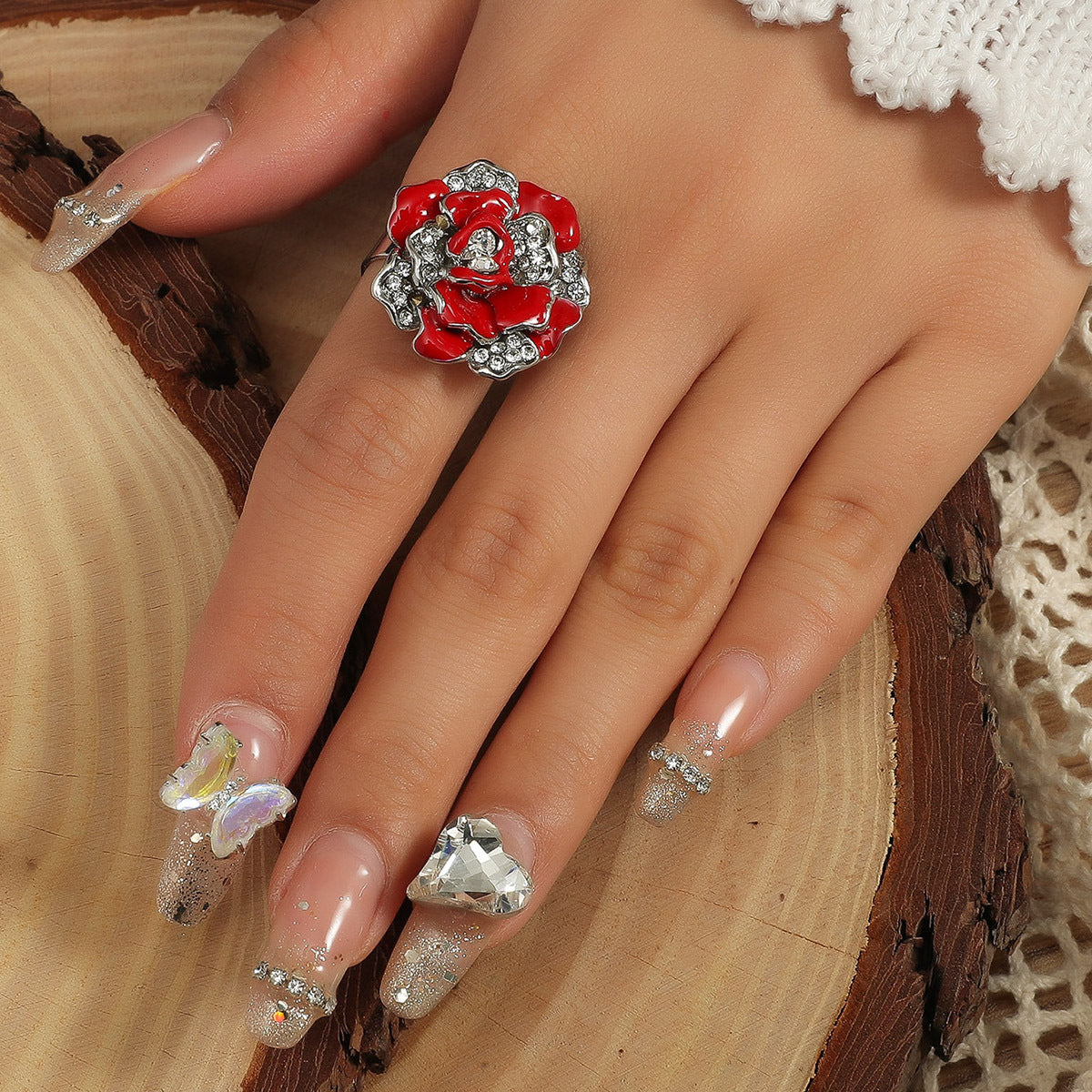 Women's Luxury Flower Series Romantic Diamond Drop Ring
