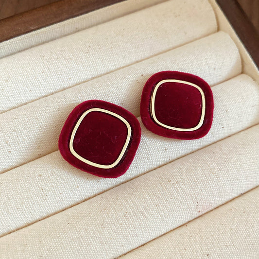 Women's Red Flocking Geometric Ear Fashion Elegant Wild Niche Rings