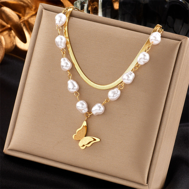 Butterfly Heart Shape With Diamond Flower Eight Necklaces