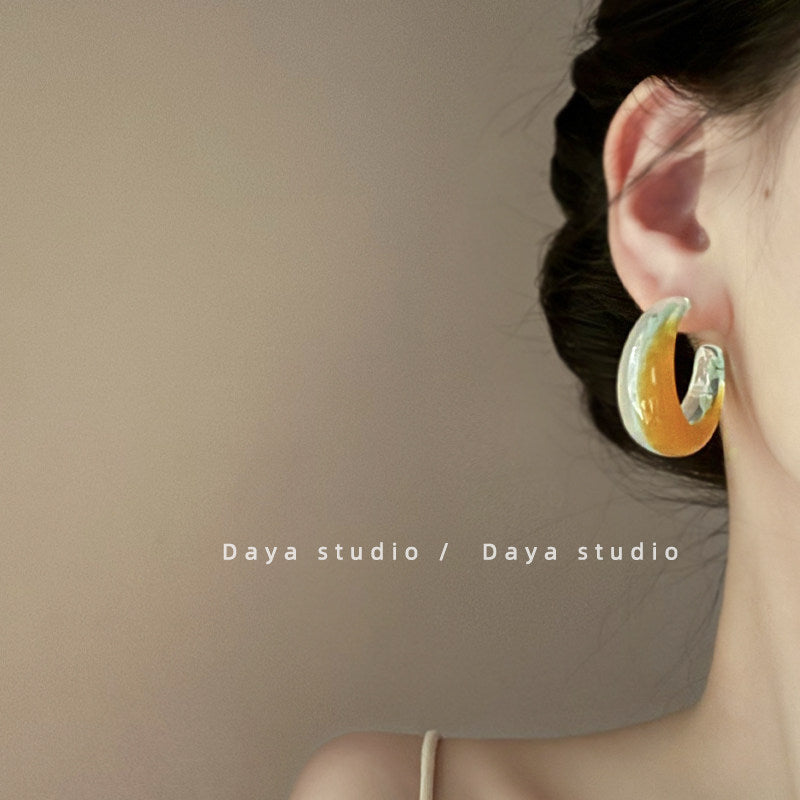 Women's For Summer French Resin Gradient Shaped Trendy Light Luxury Earrings