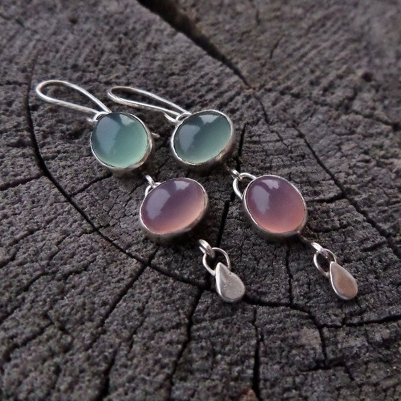 Durable Drop-shaped Blue Gem Handmade Drop Rings