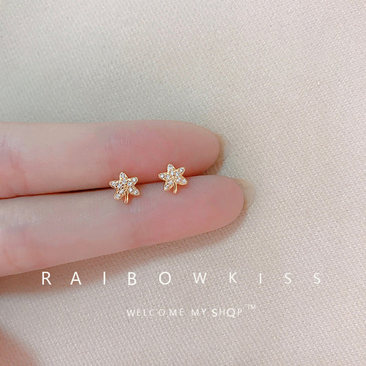 Women's Leaf Trendy Super Flash Zircon Cute Earrings