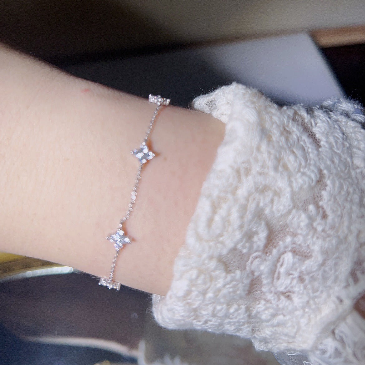 Sier Starry Female Simple Zircon Light Bracelets