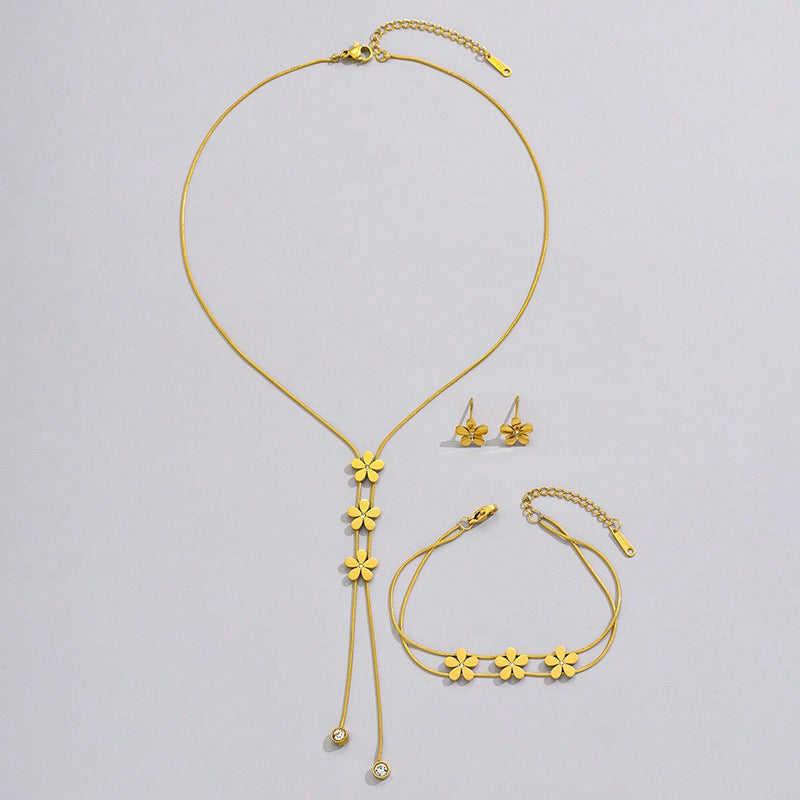 Micro Rhinestone Flower Simple Light Luxury Niche Design Clavicle Chain Necklace