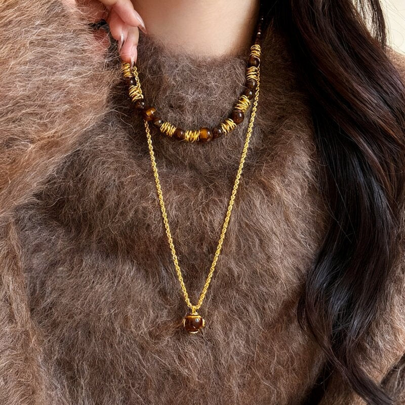 Women's Beaded Vintage Sunflower High-grade Light Luxury Clavicle Chain Necklaces