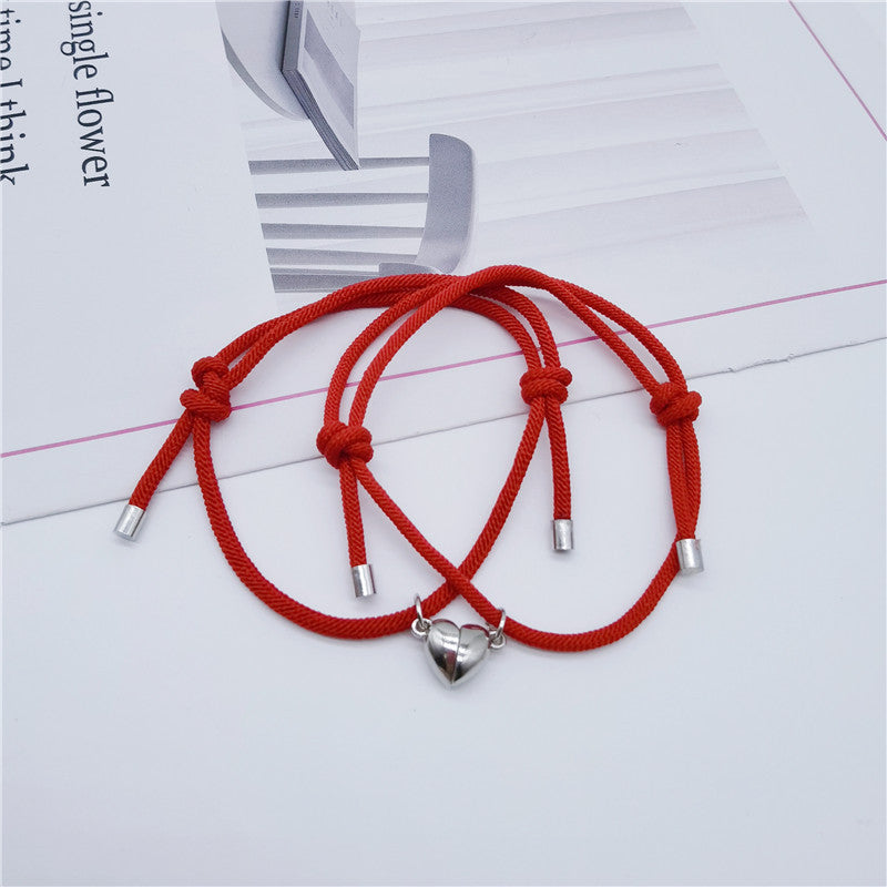 Women's & Men's Simple Love Magnetic Snap One Pair Bracelets