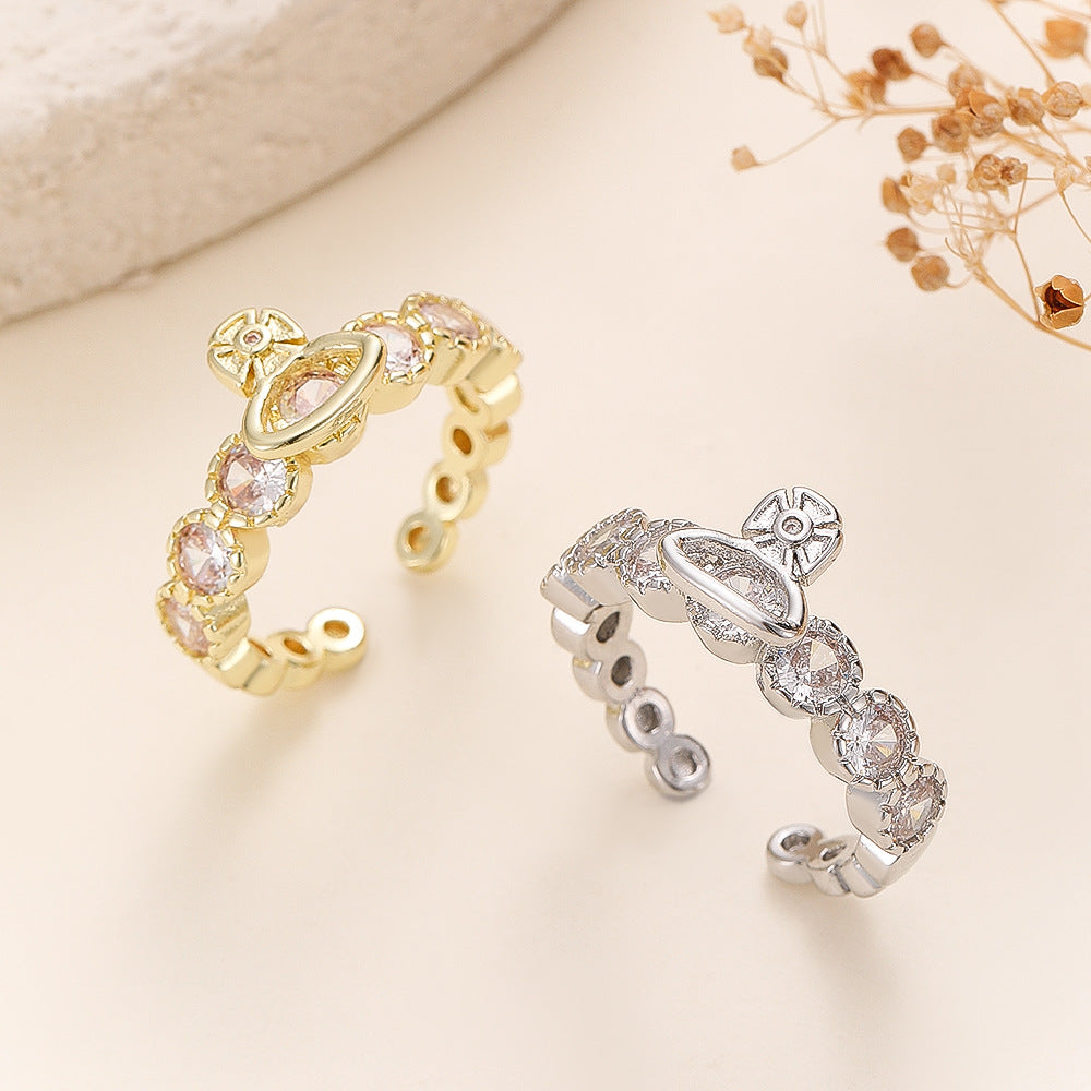 Super Fairy Saturn Zircon Female Fashion Style Design High-grade Light Rings