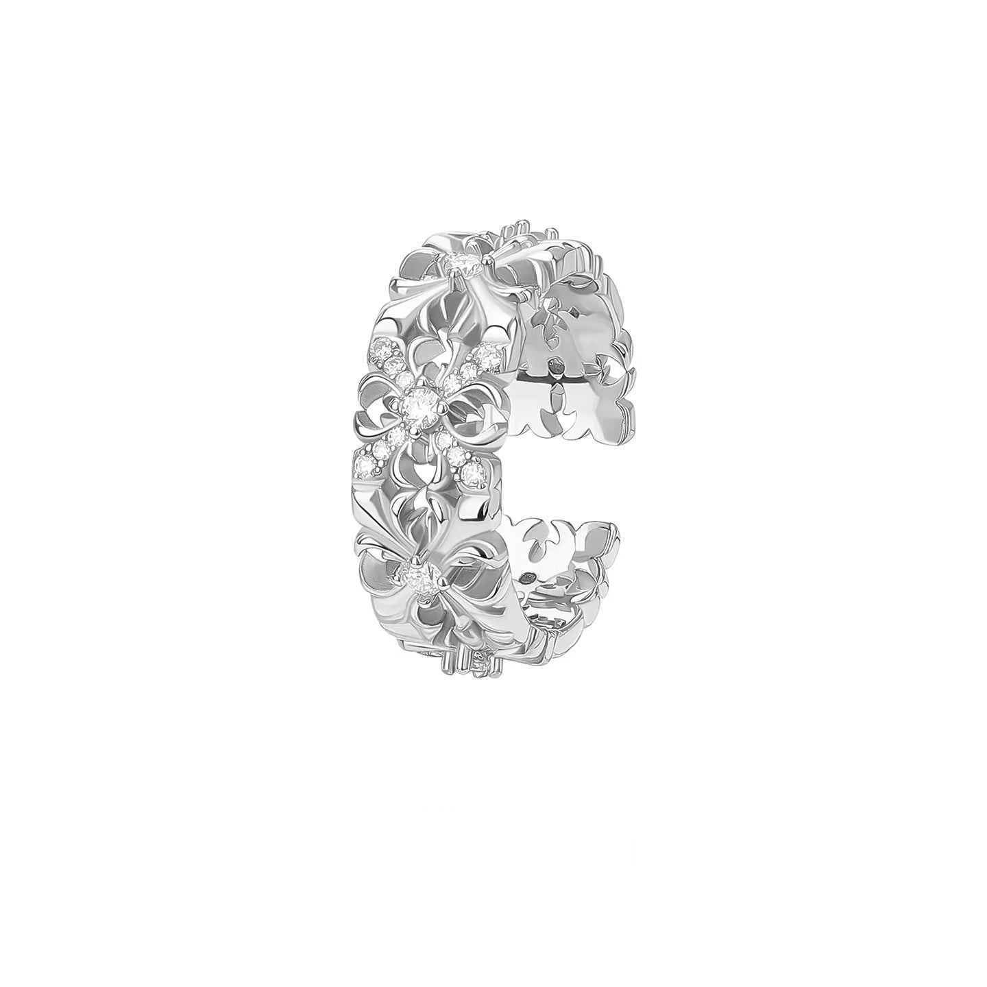 Hollow Flower-de-luce Carved Open Female Light Luxury Minority Ring