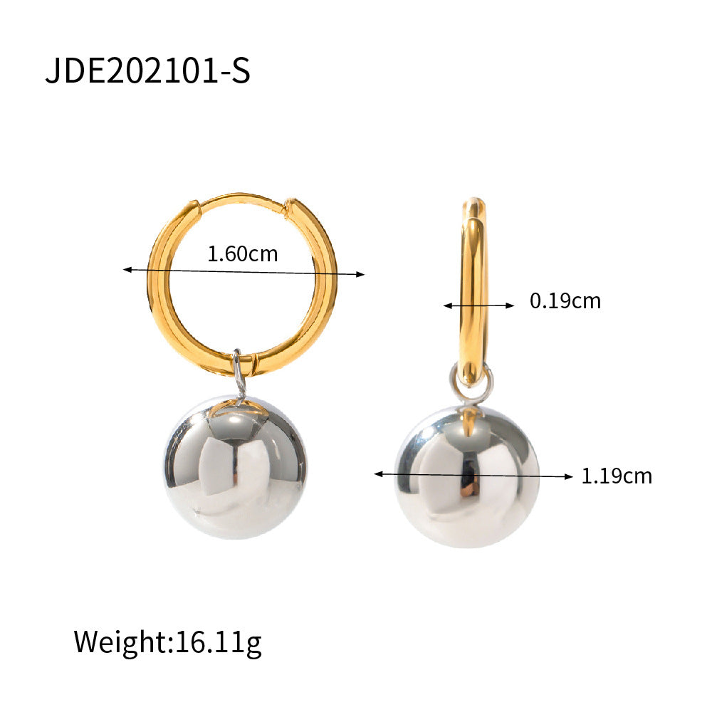 Women's Matching Exaggerated Stainless Steel Round French Style Earrings