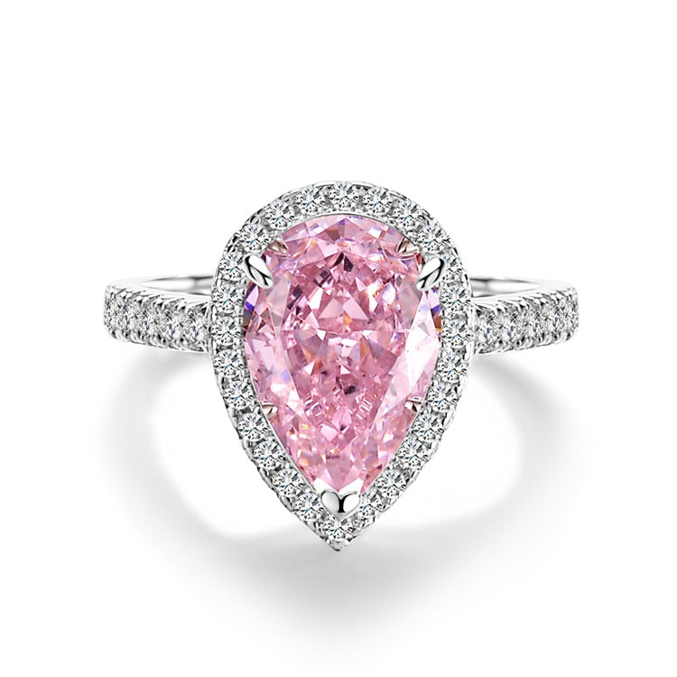 Ice Flower Cut Female Pink Diamond Rings