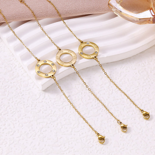 Women's Diamond Round Cake Titanium Steel Light Luxury High-grade Fashion Bracelet