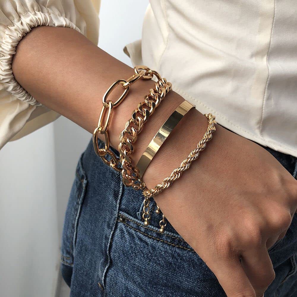 Personality Hip Hop Cuban Bangle Punk Metal Twisted Bracelets
