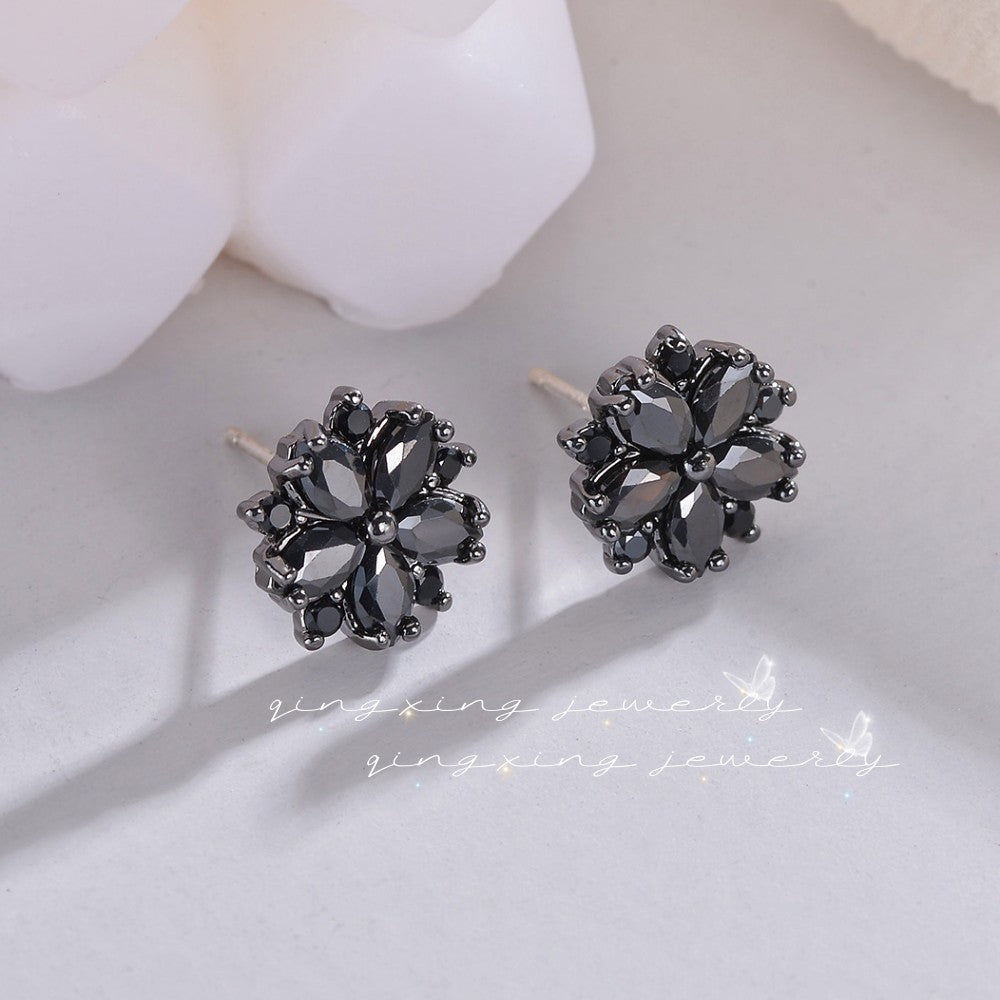 Retro Baroque Sier Pin Colorful Flower Affordable Luxury Fashion Earrings