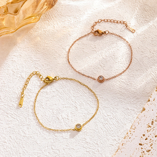 Steel Gold Diamond Fashion Simple Single Adjustable Bracelets
