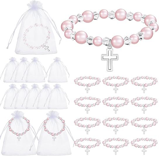 Base Pink Imitation Glass Pearl Ball Bracelet