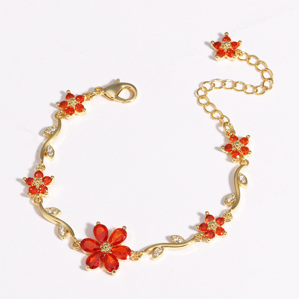 Cute Sweet Pastoral Style Love Heart Flowers Valentine's Day Bracelet