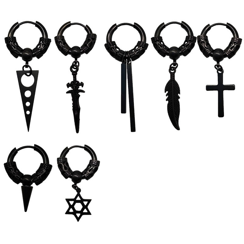 Fashion Temperament Collection Trendy Small Black Personalized Earrings