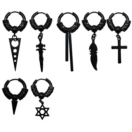 Fashion Temperament Collection Trendy Small Black Personalized Earrings