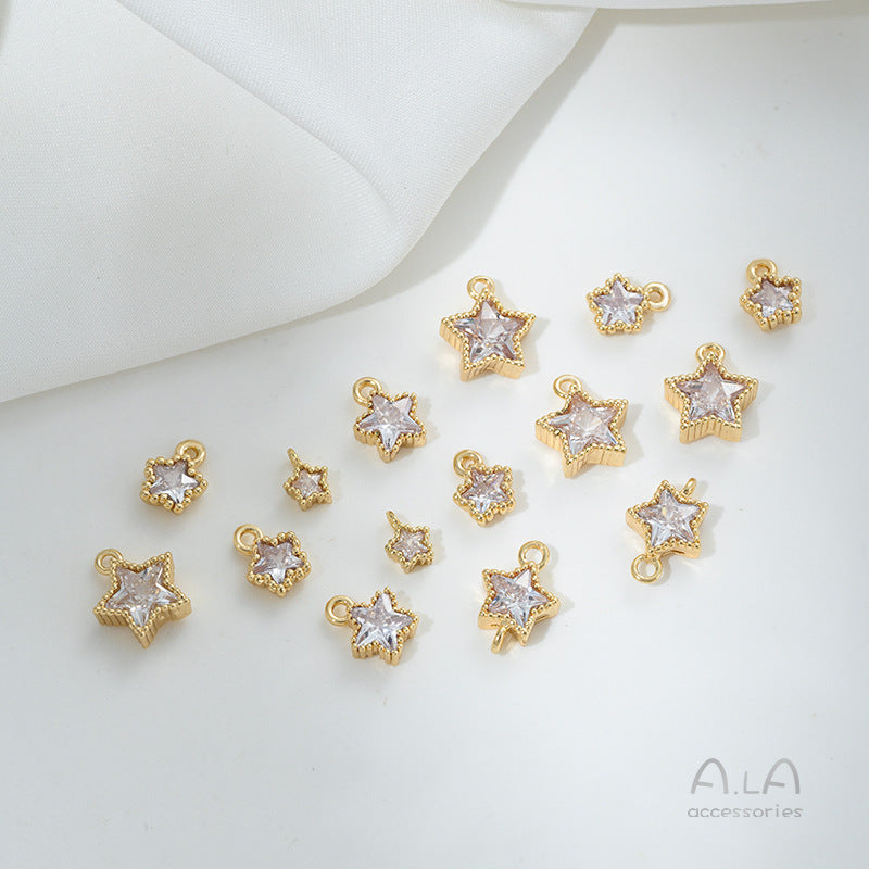 Retaining Gilded Inlaid Zircon Small Star Pendants