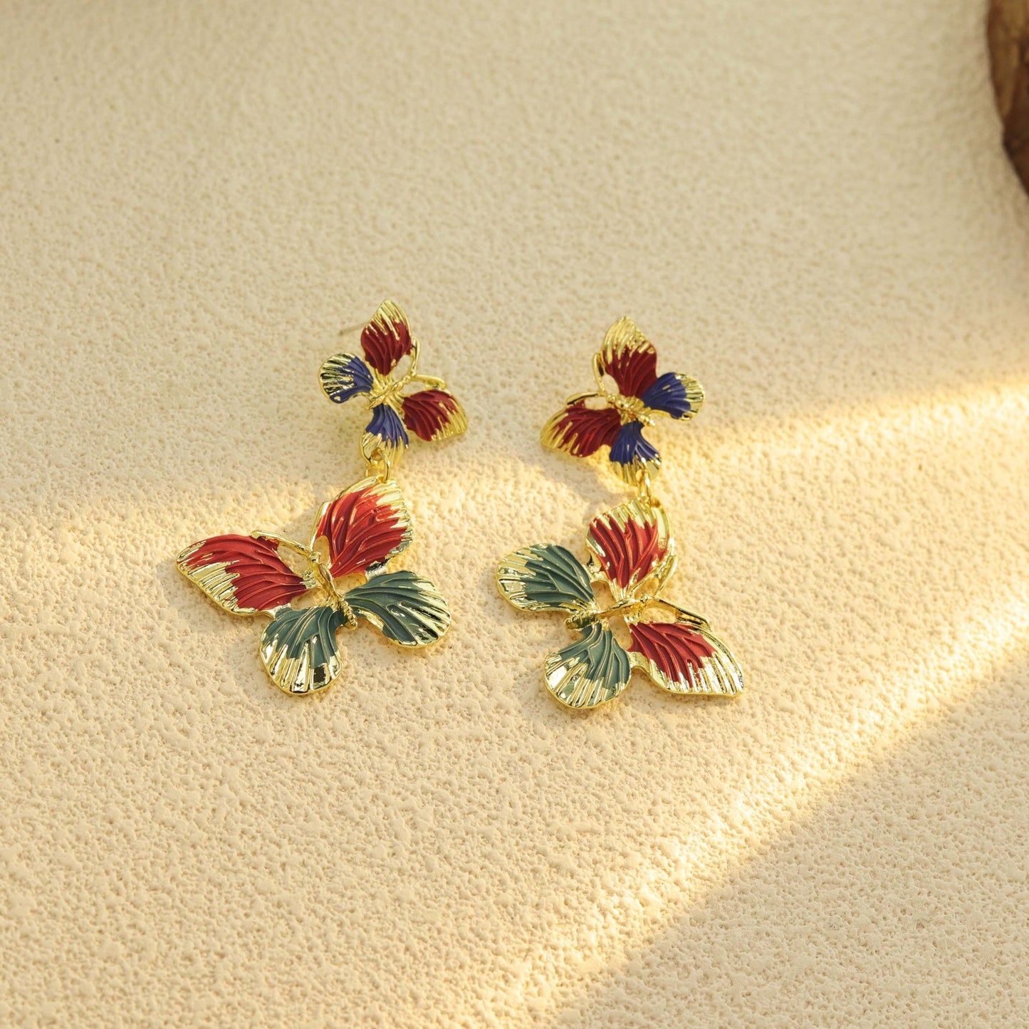 Diamond Butterfly Flower Pearl Graceful Fashionable Long Earrings