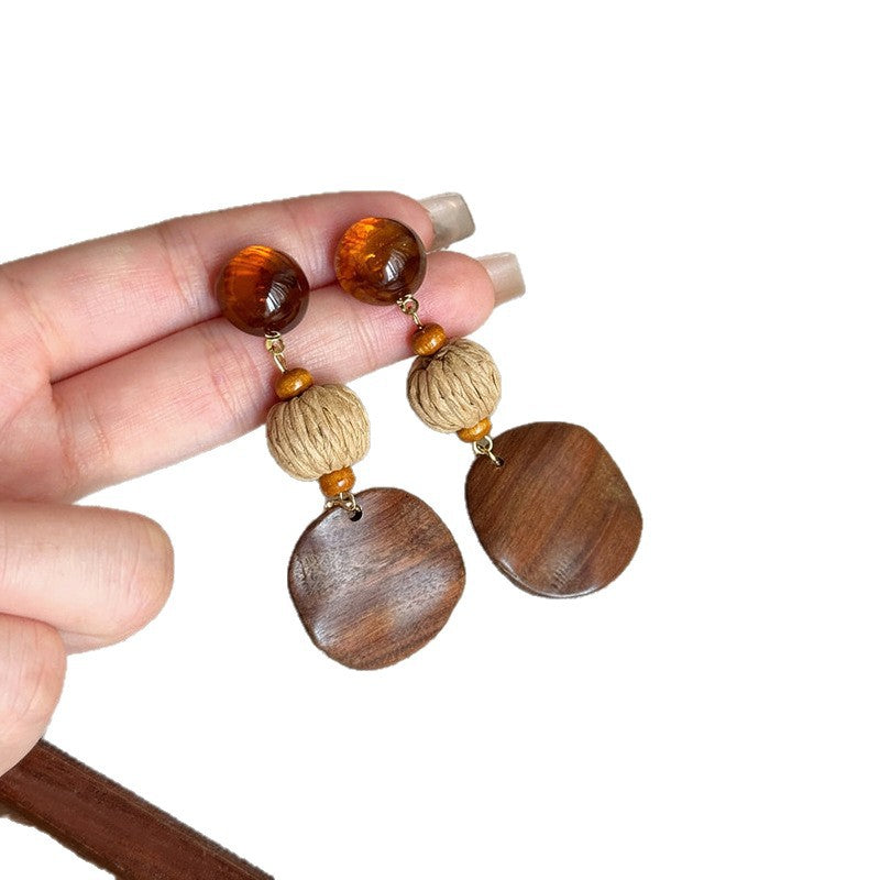 Wood In The Forest Retro Tassel Rings