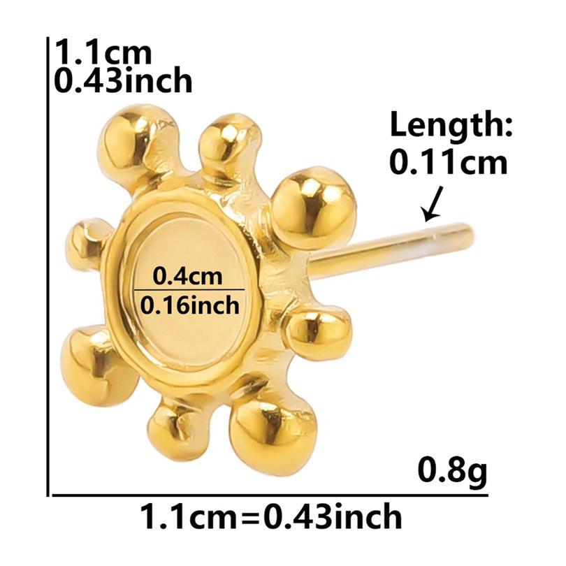 Stainless Steel Round Base Support Titanium Piercing Ear Clip Stud Earrings