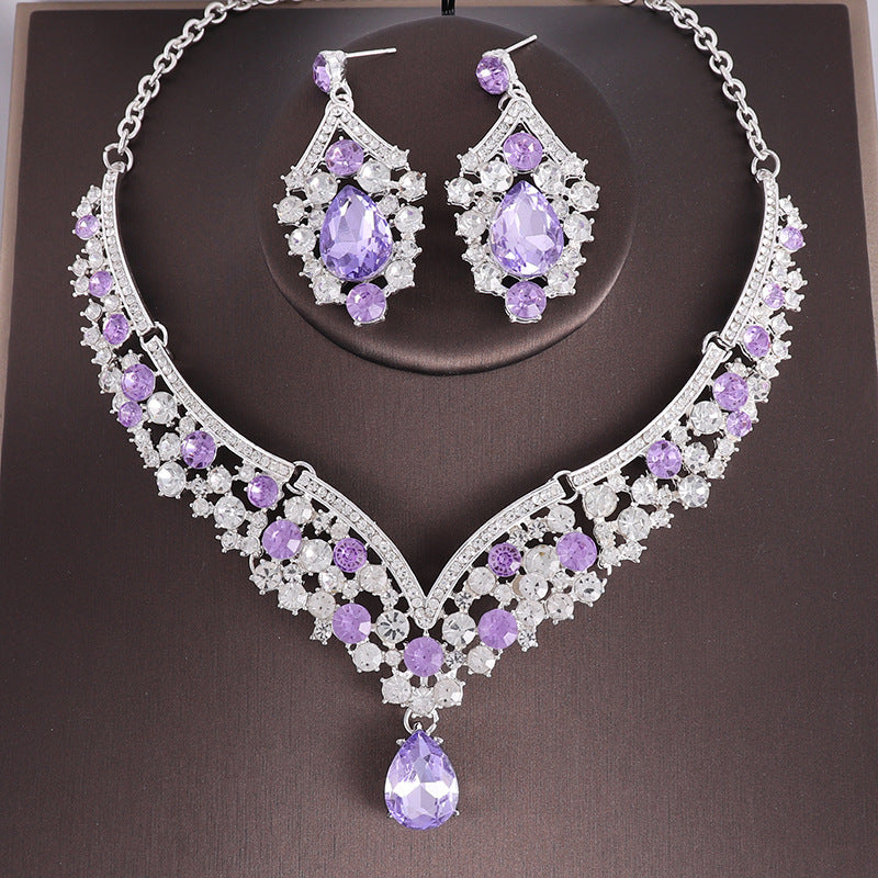 Set Exquisite Rhinestone Suite Party Formal Necklaces