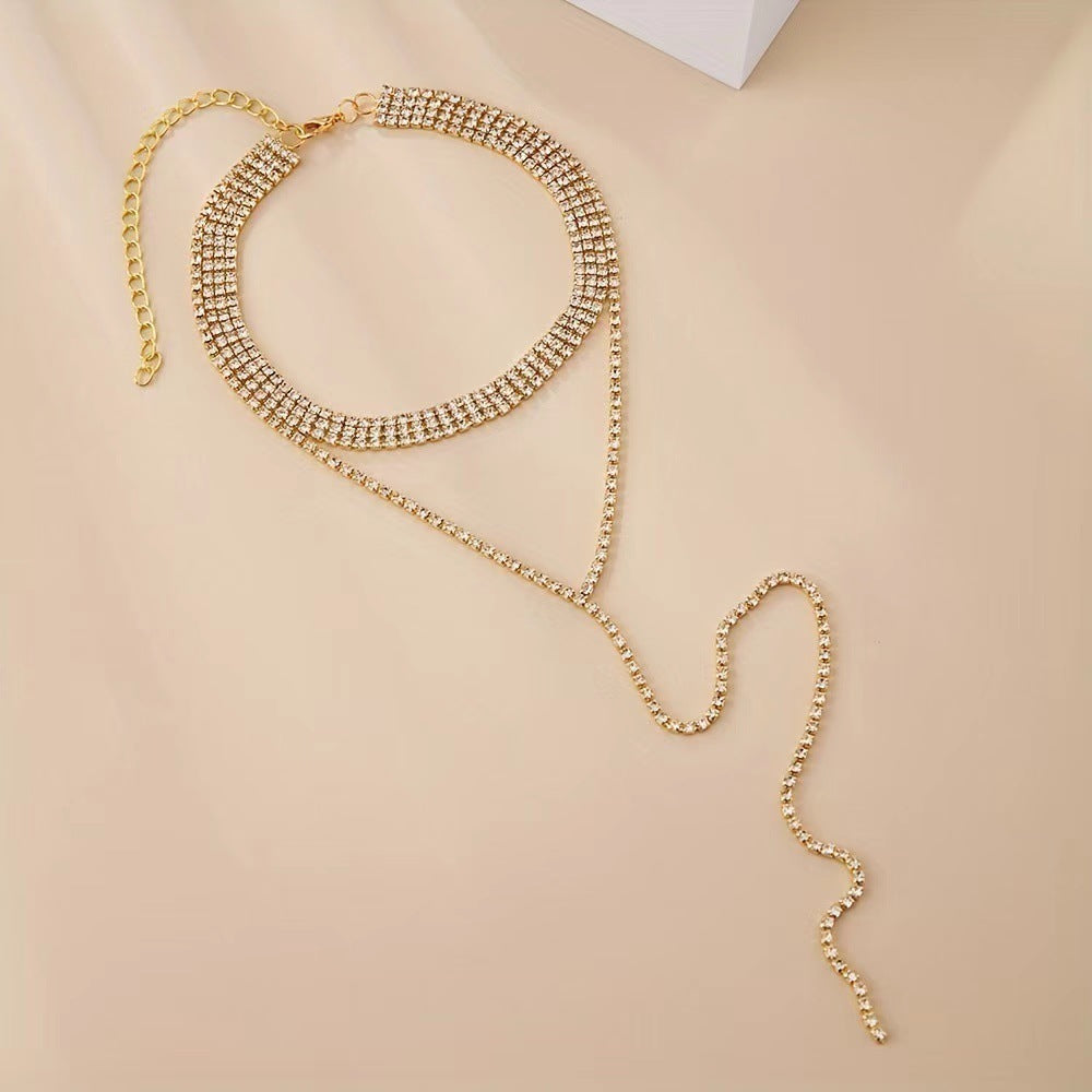 Women's Tassel Sweater Chain Full Diamond Fashion Necklaces