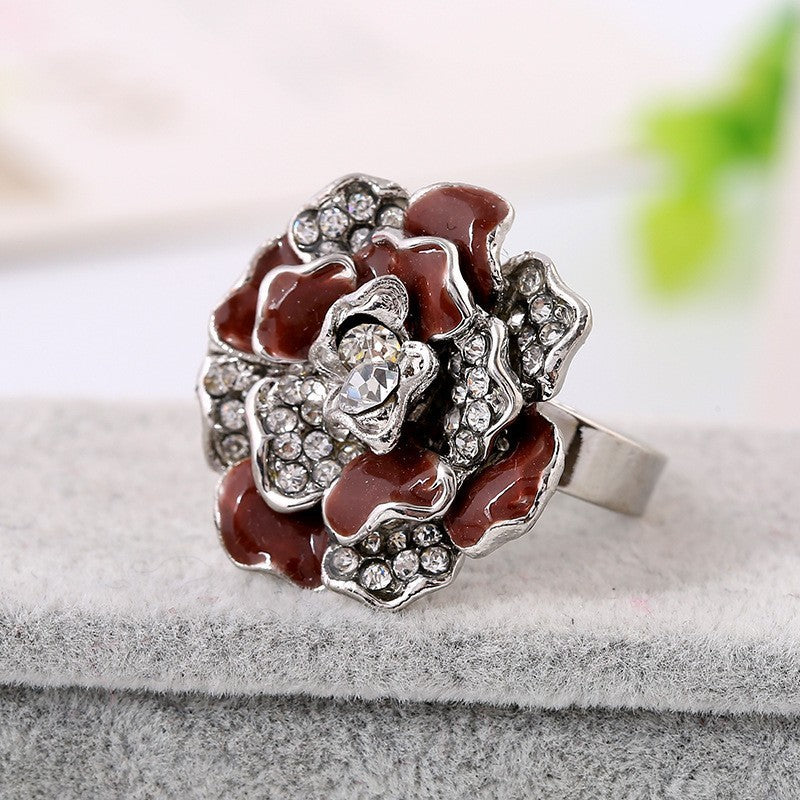 Women's Luxury Flower Series Romantic Diamond Drop Ring
