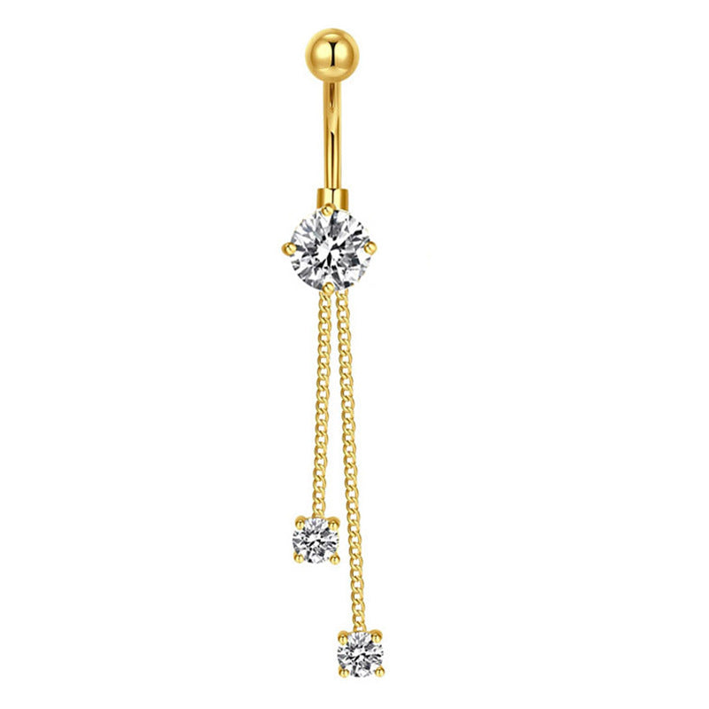 Stainless Steel Navel Combination Butterfly Zircon Decoration Belly Stud Earrings