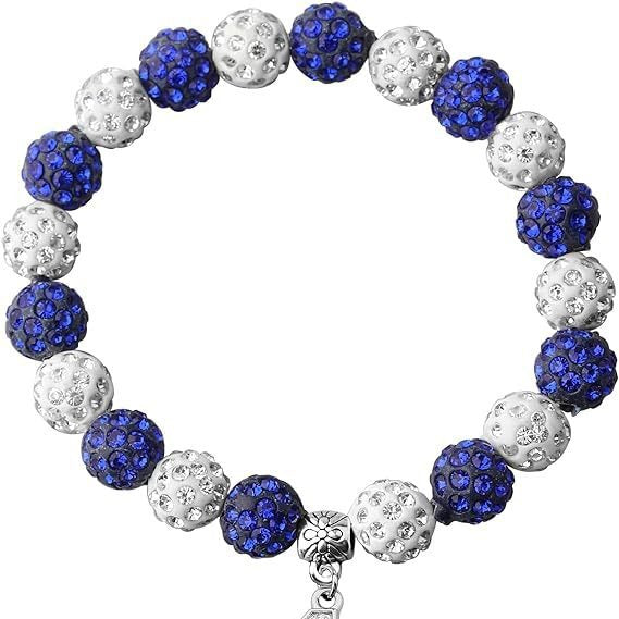 Rhinestone Round Beads Elastic Silk Beaded Metal Bracelet